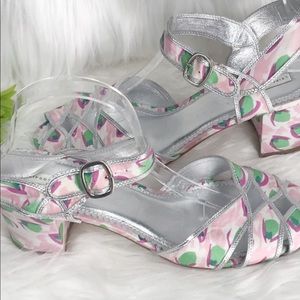 Anthropologie Leifsdottir Floral Block Heels